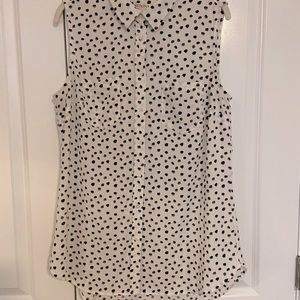 Black and White Dotted Button Up Top